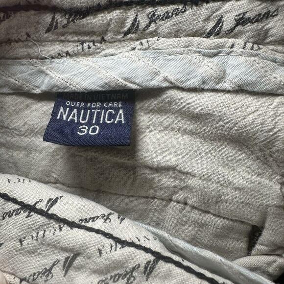 Nautica Distressed Relaxed Khakis Shorts Men's Size 30 Green Gorpcore Thrashy - Picture 3 of 4